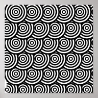 Círculos abstrato preto e branco ondulados