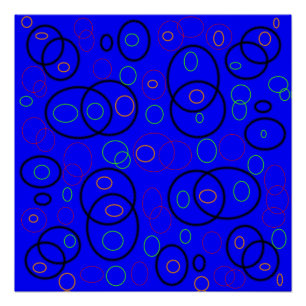 Póster Círculos coloridos em azul
