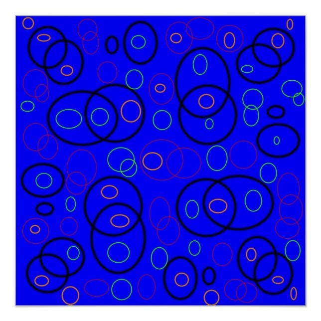 Póster Círculos coloridos em azul (Frente)