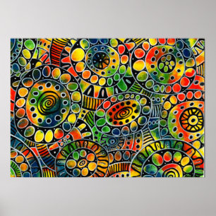 Poster Círculos coloridos vívidos e Abstrato original d