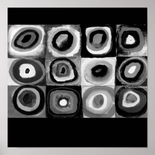 Póster Círculos Concentrados De poster-Monocromo-Kandinsk