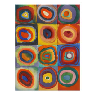 Póster Círculos Concentrados Quadrados de Kandinsky