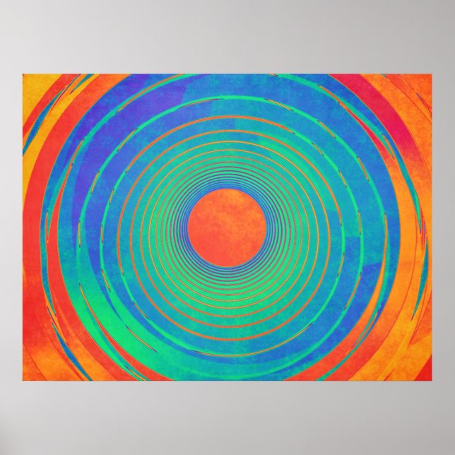 Poster Círculos Concêntricos Vibrantes (Frente)