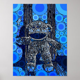 Póster Círculos de macaco-meia azuis-funk Bolhas Pop Art