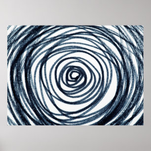 Poster Círculos desenhados à mão, padrão espiral com abst