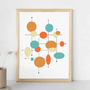 Póster Círculos Estilo Moderno de Meados do Século