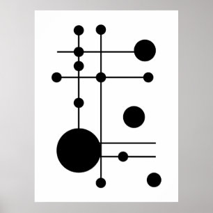 Poster Círculos Geométricos e Linhas Abstrato Moderno