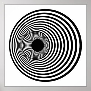 Póster Círculos horizontais 01 preto e branco da arte Op