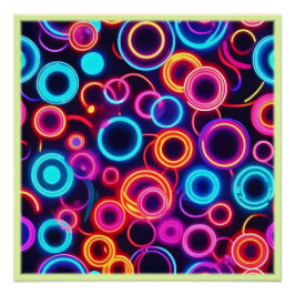 Póster Círculos Neon: Um Banquete Visual Vibrante