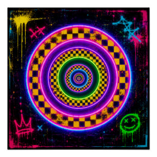 Póster Círculos Retro Neon