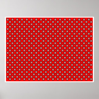 Póster Círculos Vibrantes de Arte Op Vermelho Branco Bran