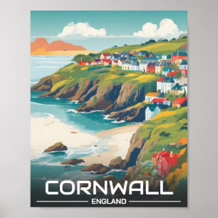 Poster Circunscrição de Cornwall — Inglaterra — linha cos