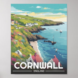 Poster Circunscrição de Cornwall — Inglaterra — linha cos