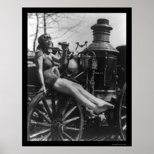 Poster Circus Lady Sitting on a Fire Engine 1924