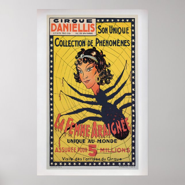 Poster Cirque Daniellis, the Spider Woman  Vintage Circus (Frente)