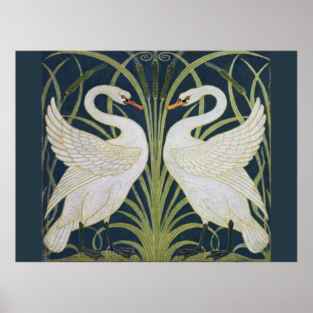 Póster Cisne Art Nouveau Dois Cisnes  (Frente)
