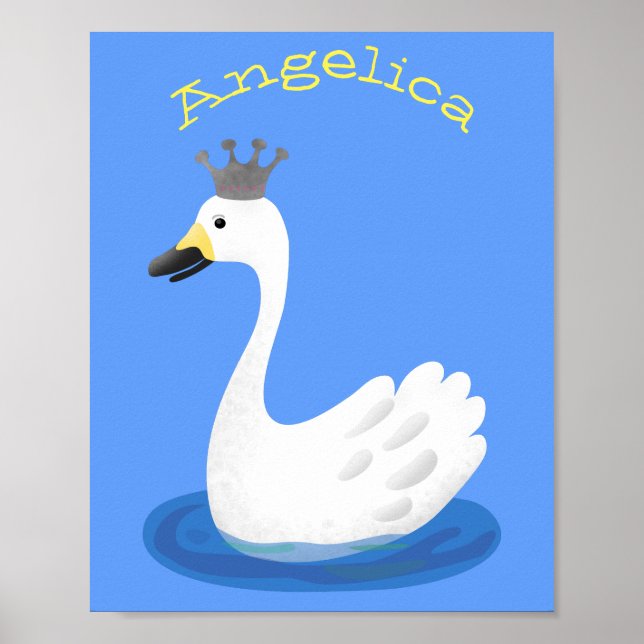 Poster Cisne branco bonito com desenho animado (Frente)