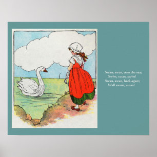 Poster Cisne, Cisne Sobre o Mar Rima Infantil da Mãe Gans