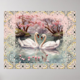 Poster Cisne pacífica no lago - Esfregão de Teal