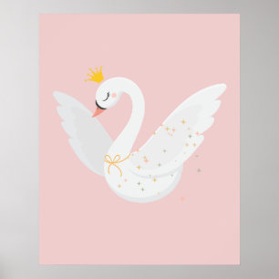 Poster Cisne voador fofo e elegante