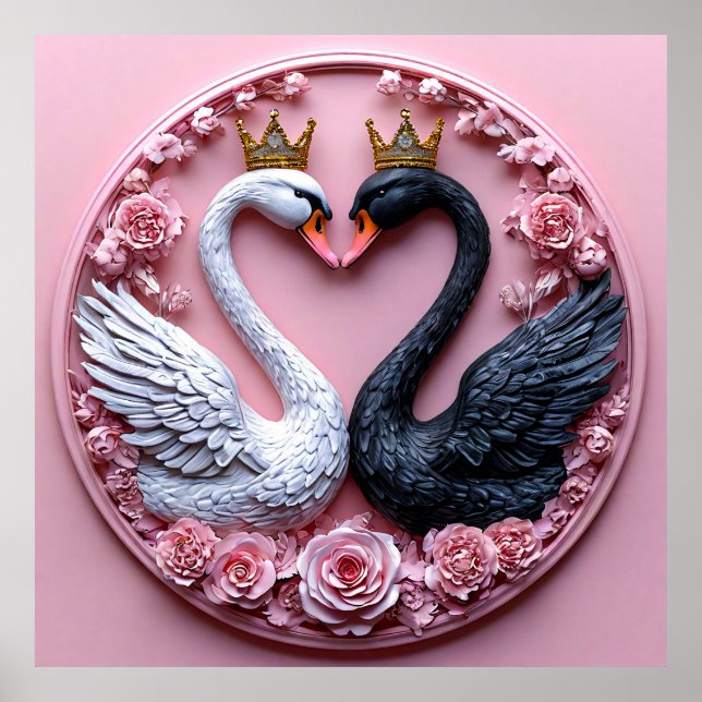 Poster Cisnes de Casamento Amam Arte 🦢🌸🤍✨ (Frente)