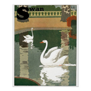 Póster Cisnes no Lago Alfabeto - Letra Perfeito