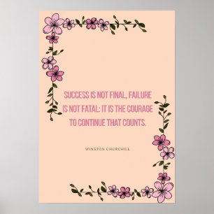 Poster Citação Corajosa Impressa – Motivação Floral Elega
