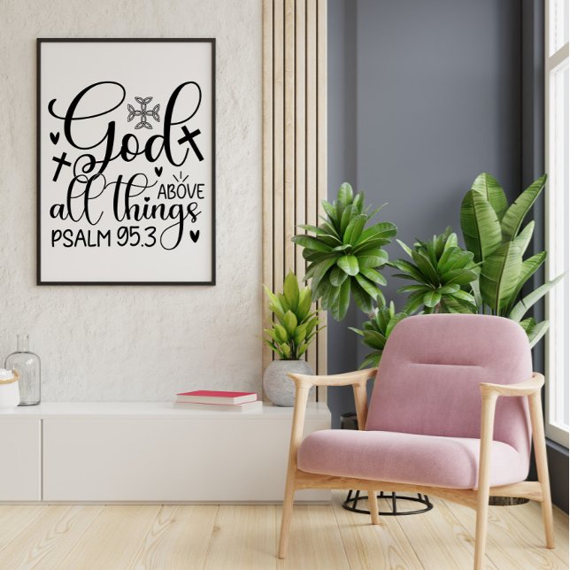 Poster Citação Cristã Inspiradora da Fé Negra Branca (Criador carregado)