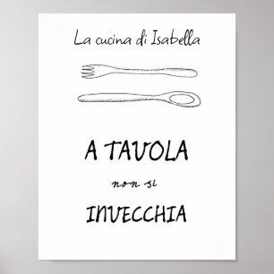 Poster citação da colher de arte da cozinha na moda itali