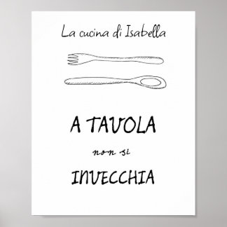 Poster citação da colher de arte da cozinha na moda itali