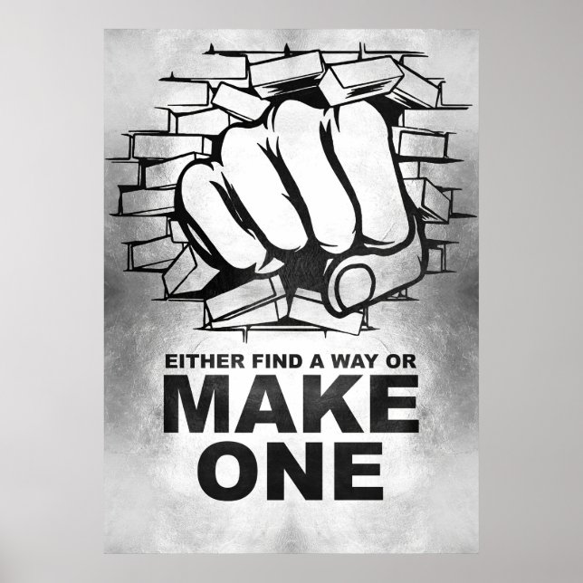 Poster Citação da felicidade Encontre Uma Forma Ou Faça U (Frente)