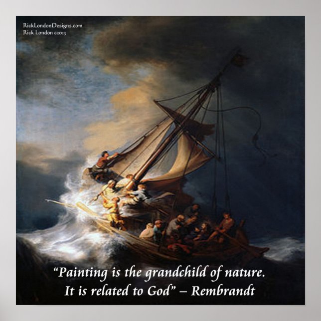 Póster Citação da Natureza de Rembrant sobre "Tempestade  (Frente)