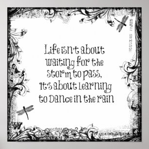Poster Citação da vida inspiradora: Dançando na chuva