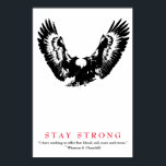 Poster Citação da WWII da pop Art Eagle em Churchill Moti<br><div class="desc">Imagens Motivacionais da Liberdade e Coragem - Águia Cálida Americana sem Coragem - Nossa maior glória não é em nunca cair, mas na ascensão toda vez que caímos.</div>