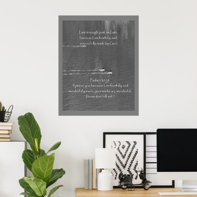 Poster Citação de afirmações cristãs e Bíblia corresponde (Escritório em casa)