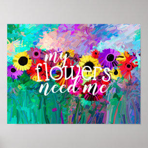 Poster citação de amantes de flores sobre abstrato cor