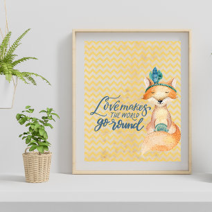 Poster Citação de Amor Boho Fox