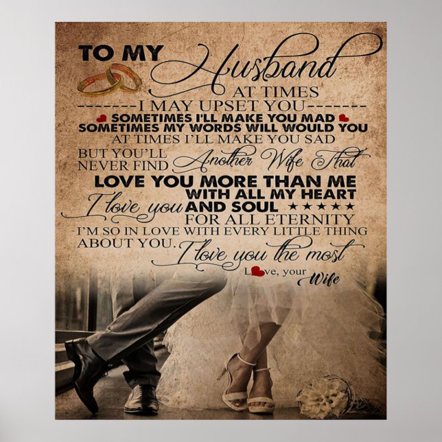 Poster Citação De Amor Para Marido | Presente Bonito Para (Frente)