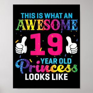 Poster Citação de Aniversário de Menina de 19 Anos 19º An
