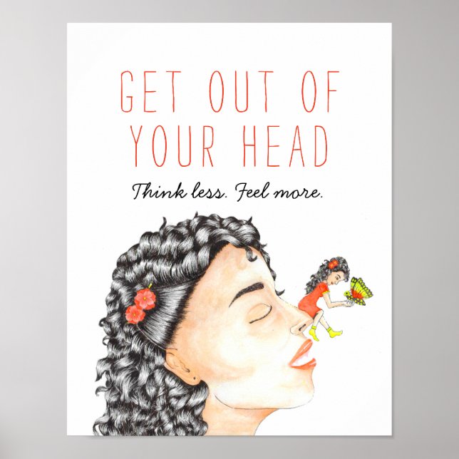 Poster Citação de Ansiedade Inspiracional de Cores Aquáti (Frente)