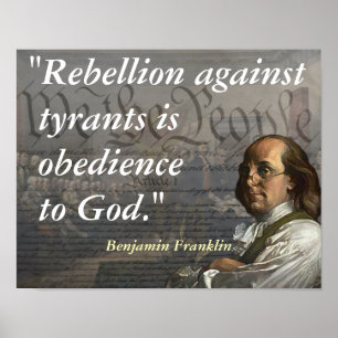 Poster Citação de Benjamin Franklin sobre a rebelião