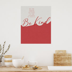 Poster Citação de Bondade Bege e Vermelha – Parede Minima