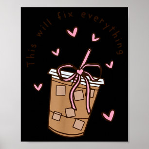 Poster Citação de Café Gelado Dizendo Sarcástico Nk Femin