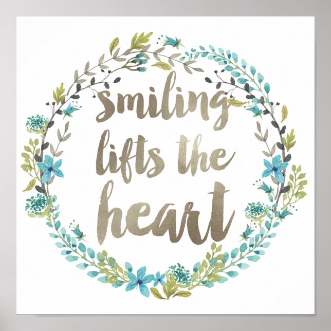 Poster Citação de Caligrafia Floral de Aquarela (Frente)