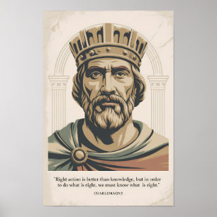 Poster Citação de Carlos Magno Ilustração Franks Vintage