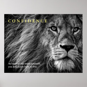 Poster Citação de Confiança do Leão Inspiradora