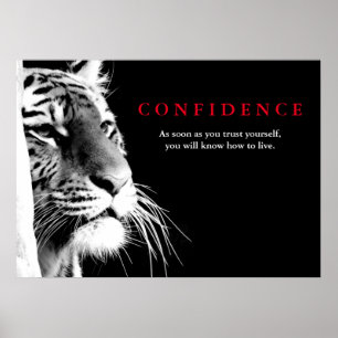 Poster Citação de Confiança do Tigre Branco Preto - Inspi