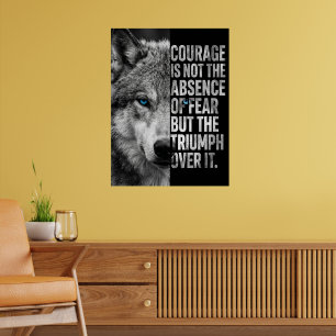 Poster “Citação de Coragem Design de Lobo – Motivacional