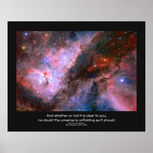 Póster Citação de Desiderata - Nebulosa Carina, Eta Carin (Frente)