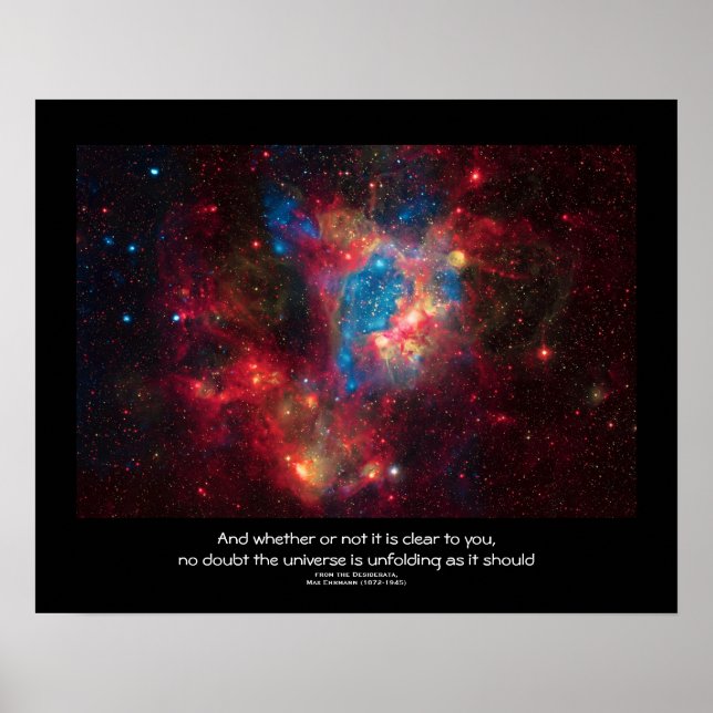 Poster Citação de Desiderata - Superbolha na nebulosa N44 (Frente)